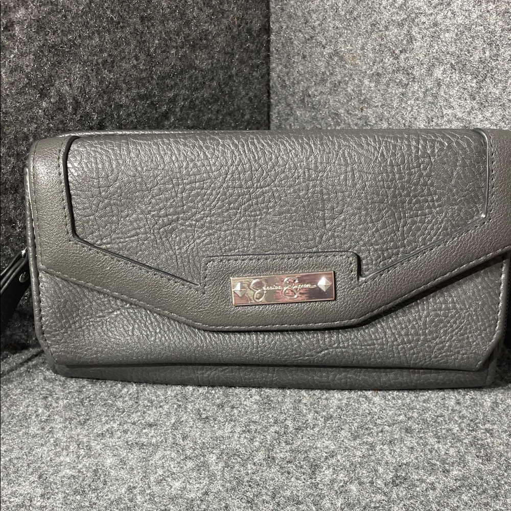 Jessica Simpson Charcoal Leather Clutch